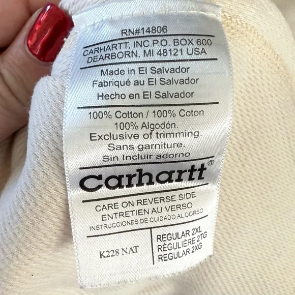Carhartt Cream Crewneck Sweater Knit Casual 2XL Neutral - Picture 5 of 6